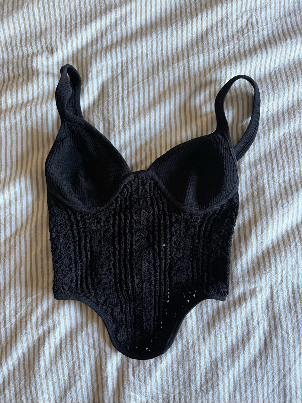Garage Black Lace-Textured Camisole Bodysuit